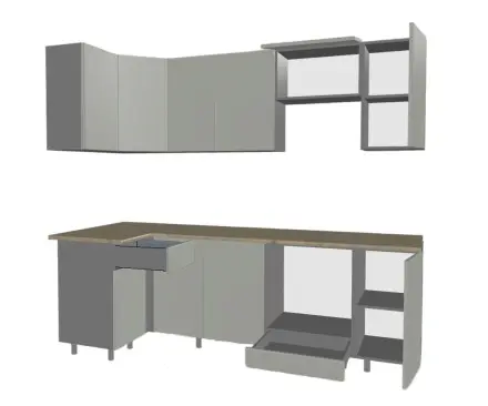 Кухня «арт. 7 Шарли белый Графит шагрень 1000х2450»